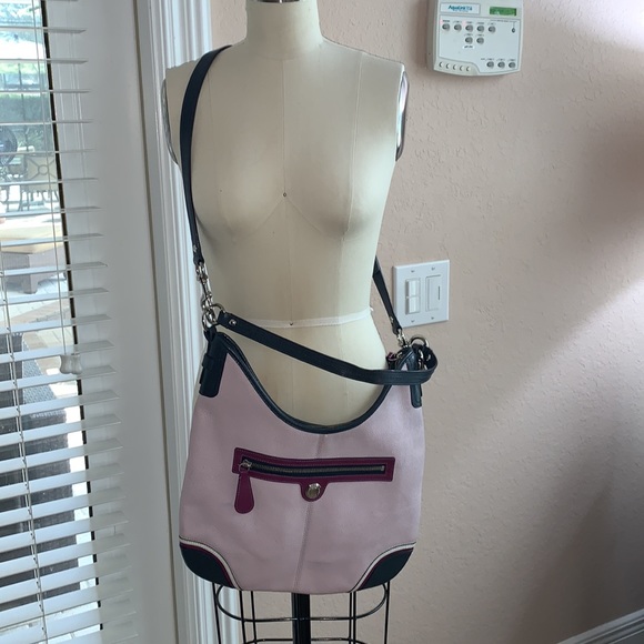 Coach Shoulder Laura Pebbeled Lilac Purple Navy 15148 - Picture 4 of 9